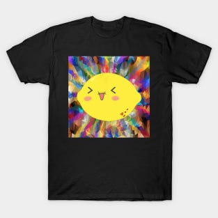 Fruit Lemon on Colorful Background Funny Happy Sour Face Accessory Gift T-Shirt